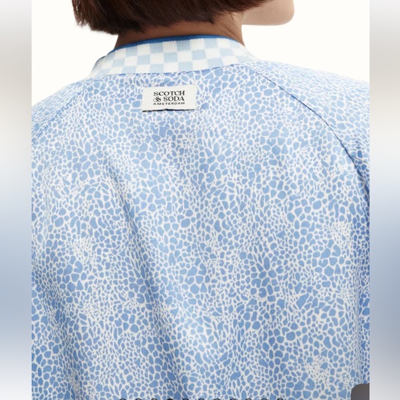 NWT Scotch & Soda Printed Seersucker Reversible Bomber Large - Picture 5 of 16